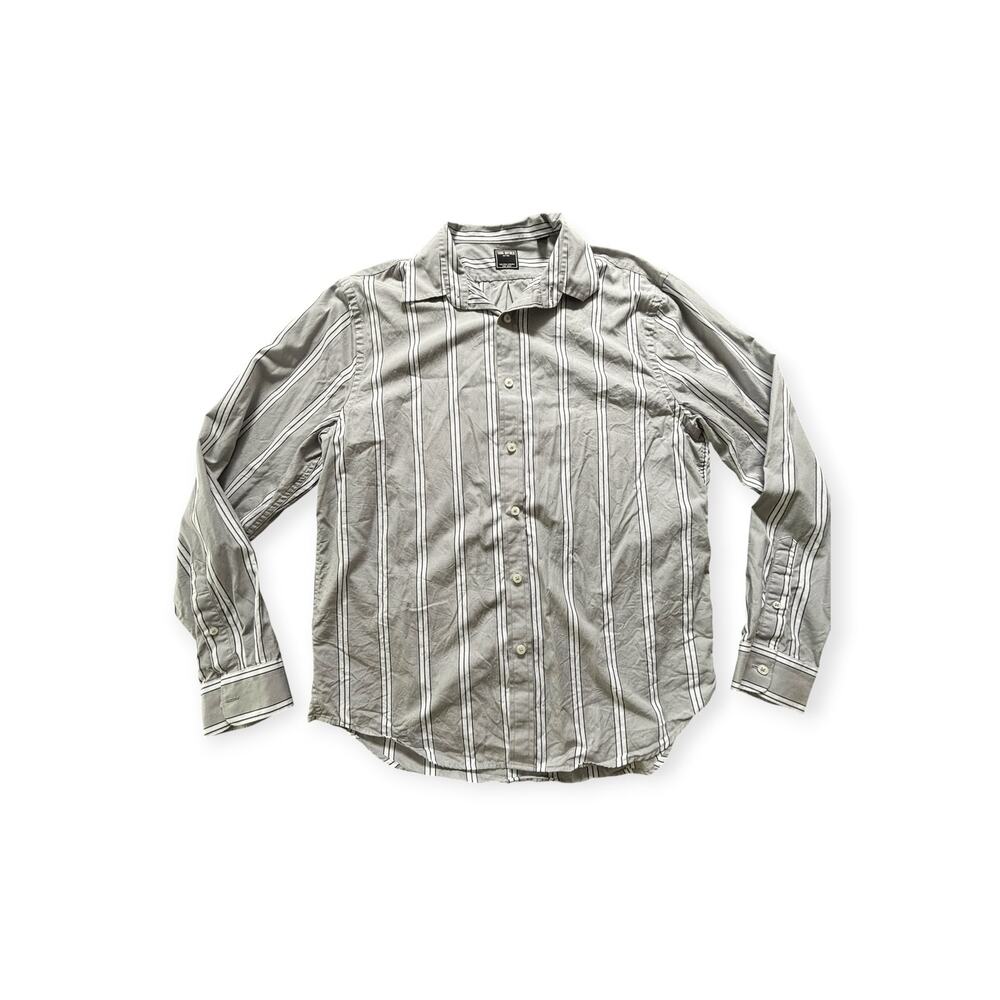 TODD SNYDER GRAY STRIPED SHIRT SIZE LARGE